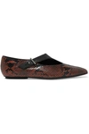 ROSETTA GETTY SMOOTH AND SNAKE-EFFECT LEATHER POINT-TOE FLATS