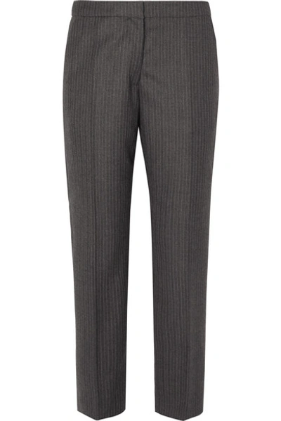 Dries Van Noten Poumas Pinstriped Wool Tapered Pants In Dark Gray
