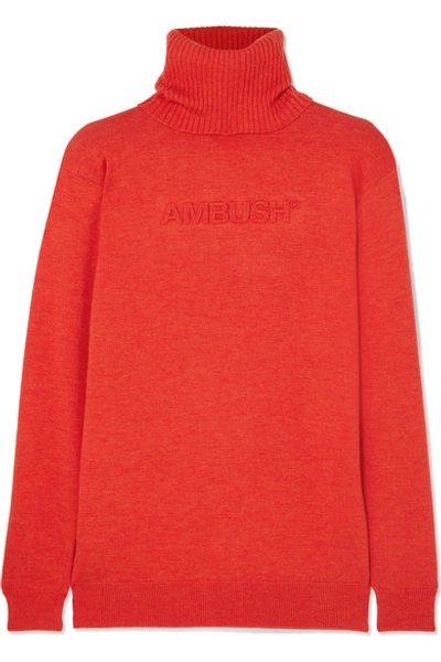Ambush Embossed Wool Blend Knit Sweater In Orange