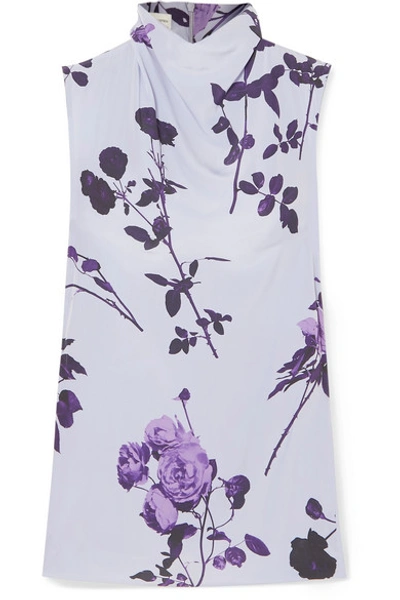 Dries Van Noten Chiara Floral-print Crepe Top In Lilac