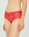 Simone Perele Saga Mesh And Stretch-lace Shorty Briefs In Ruby