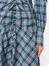 JONATHAN SIMKHAI OXFORD COTTON PLAID DRAPED DRESS