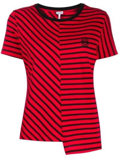 Loewe Striped Cotton Knit T-shirt In Red