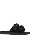 Suicoke Moto Touch-strap Slides In Black