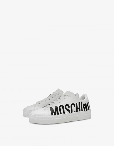 MOSCHINO LEATHER SNEAKERS WITH LOGO