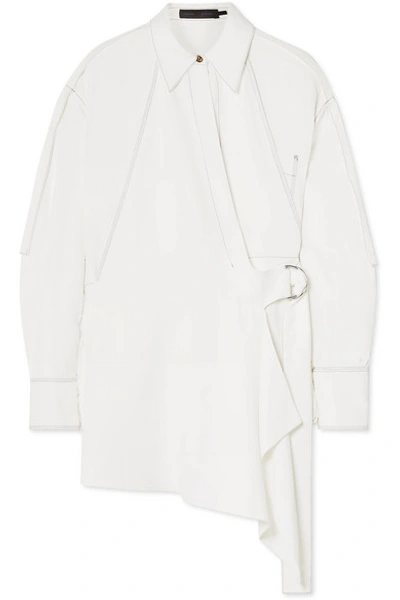 Proenza Schouler Oversized Top Stitched Button Down Shirt In Off White