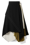 PROENZA SCHOULER DRAPED PLEATED WRAP-EFFECT CREPE MIDI SKIRT