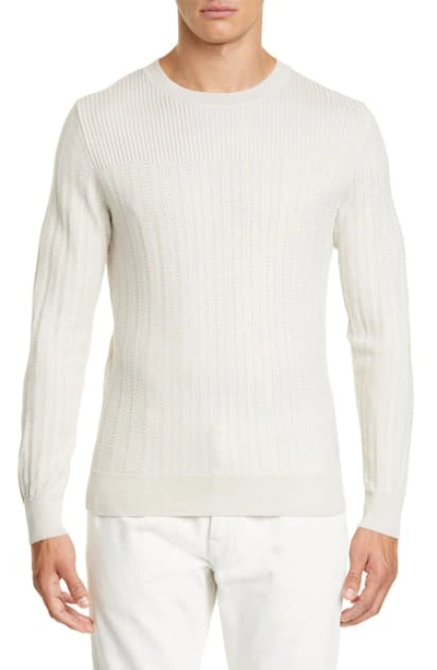 Ermenegildo Zegna Wool & Silk Crewneck Sweater In Ivory