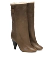 ISABEL MARANT LAFKEE 90 SHEARLING-LINED ANKLE BOOTS,P00409078
