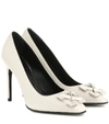 OFF-WHITE EMBELLISHED LEATHER PUMPS,P00409780