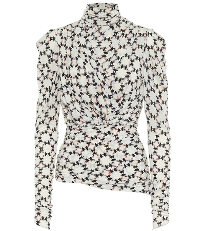 Isabel Marant Jalford Printed Roll-neck Draped Top In Ivory