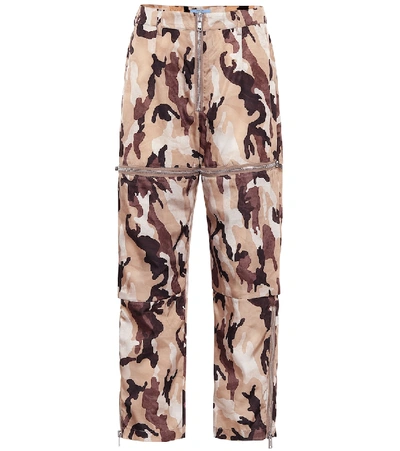 Prada High-rise Straight Camouflage Trousers In Brown