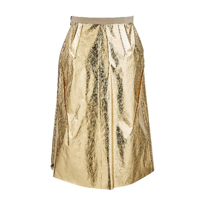 N°21 Pleated Metallic Skirt In Hazelnut