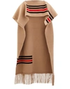 BURBERRY WOOL FRINGED CAPE,BUR254F6BEI