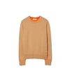 Tory Burch Cashmere Pullover In Perfect Camel/vibrant Orange