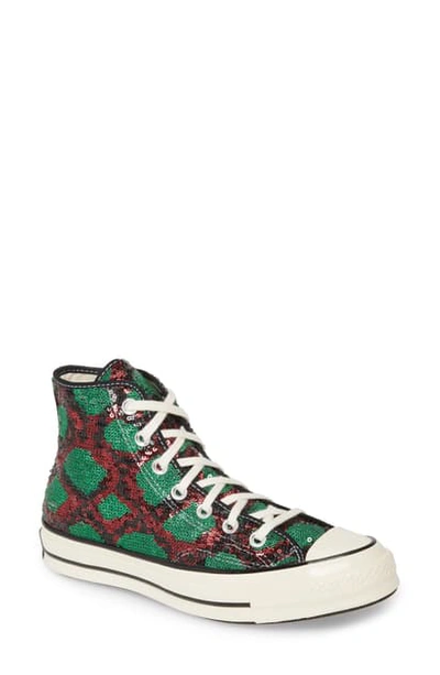 Converse Chuck Taylor All Star Sequin High Top Sneaker In Red