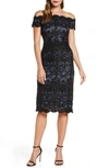 TADASHI SHOJI OFF THE SHOULDER SEQUIN LACE COCKTAIL DRESS,BMN438M