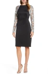 TADASHI SHOJI ILLUSION LACE LONG SLEEVE COCKTAIL DRESS,AGD19194M