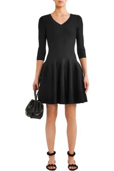 Alaïa Flared Textured Stretch-knit Mini Dress In Black