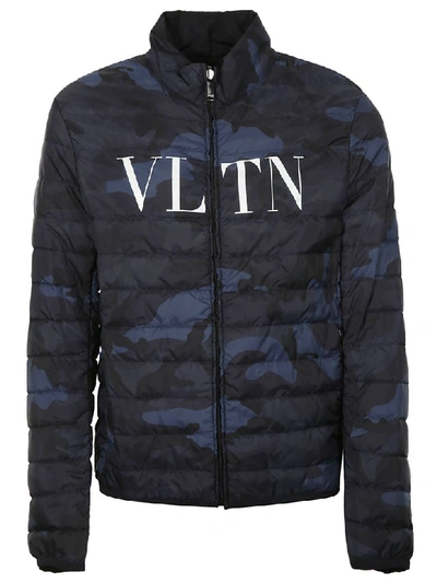 Valentino Padded Down Jacket In Blue