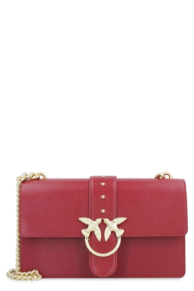 Pinko Love Leather Shoulder Bag In Red