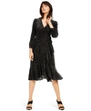 CALVIN KLEIN BURNOUT VELVET ANIMAL-PRINT WRAP DRESS