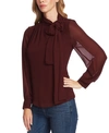 VINCE CAMUTO SHEER-SLEEVE TIE BLOUSE