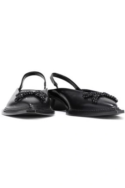 Simone Rocha Woman Bead-embellished Leather Slingback Pumps Black