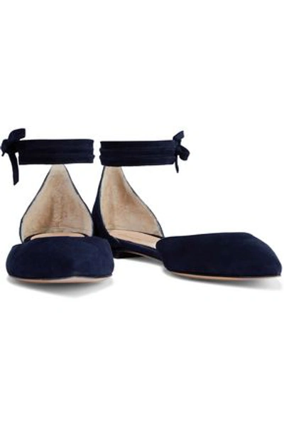 Gianvito Rossi Woman Carla Suede Point-toe Flats Indigo