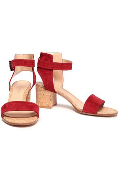 Gianvito Rossi Rikki Suede And Cork Sandals In Red