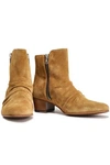 AMIRI AMIRI WOMAN RUCHED SUEDE ANKLE BOOTS CAMEL,3074457345620786943
