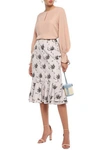 BROCK COLLECTION BROCK COLLECTION WOMAN FLUTED FLORAL-PRINT SATIN-CREPE MIDI SKIRT NEUTRAL,3074457345621073154