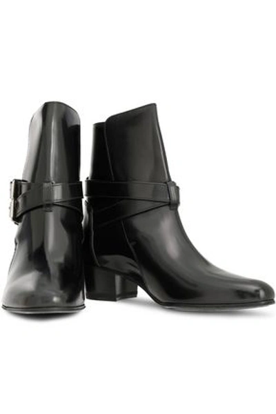 Amiri Buckle-detailed Patent-leather Ankle Boots In Black