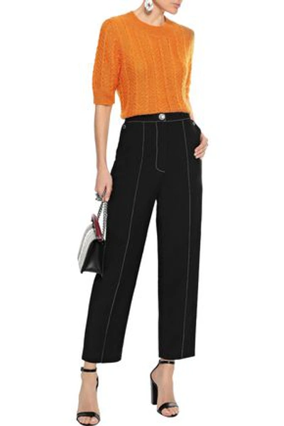 Temperley London Bessie Cable-knit Mohair-blend Sweater In Orange
