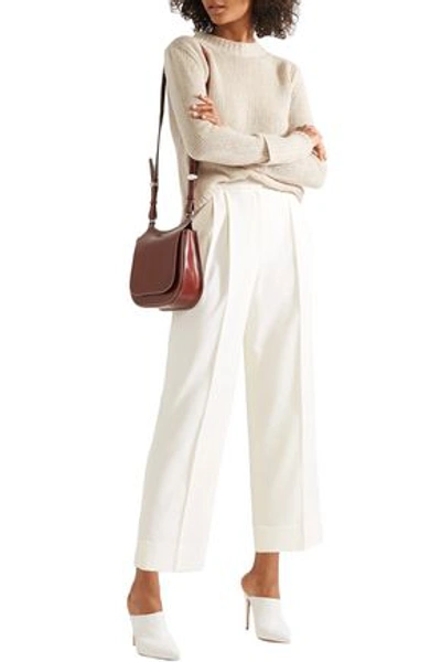 The Row Woman Lian Pleated Wool-blend Wide-leg Pants Off-white