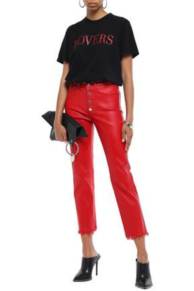 Amiri Woman Leather Straight-leg Pants Red