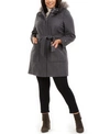 TOMMY HILFIGER PLUS SIZE FAUX-FUR-TRIM HOODED BELTED COAT