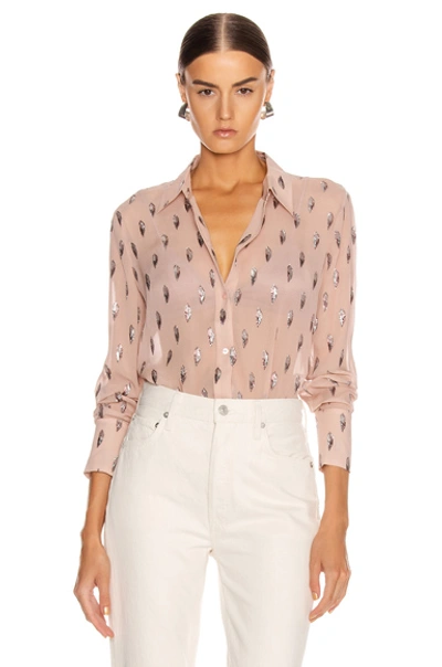 Equipment Sedienne Printed Long-sleeve Button-down Shirt In Misty Rose