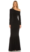 NORMA KAMALI LONG SLEEVE DROP SHOULDER FISHTAIL GOWN,NKAM-WD211