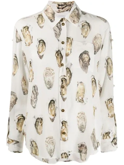 Burberry Oyster Shell Print Shirt In 白色