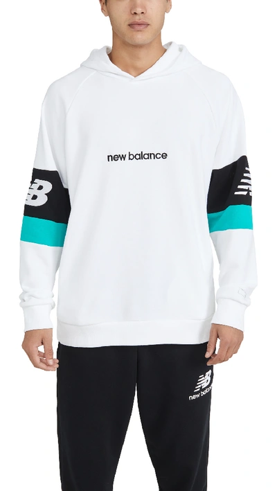 New Balance Classic Colourblocked Hoodie In White