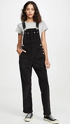 Rag & Bone Black Corduroy Ruth Straight Overalls In Black