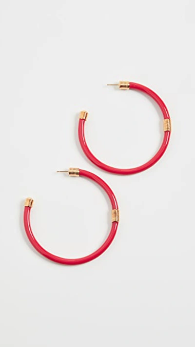 Aurelie Bidermann Katt Hoop Earrings In Red