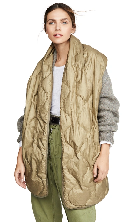 Isabel Marant Bremon Quilted Technical-shell Scarf In Brown