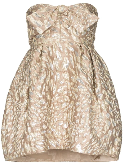 Alexandre Vauthier Metallic Leopard-jacquard Mini Dress In Neutrals