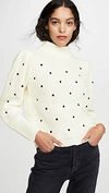 ENGLISH FACTORY DOT EMBROIDERED SWEATER,EFACT30420