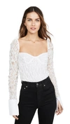 ANAIS JOURDEN WHITE CRUSHED LACE BUSTIER WITH POPLIN CUFFS