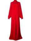 ADAM LIPPES TIE NECK FLARED GOWN
