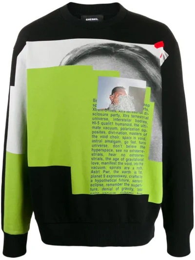 Diesel Censored Photo Print Sweatshirt In Black