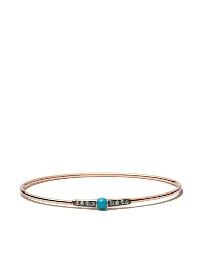 Pomellato M'ama Non M'ama 18k Rose Gold, Turquoise & Blue Zircon Bangle Bracelet